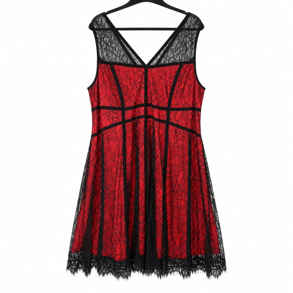 Torrid Red Black Floral Lace Sleeveless Fit Flare Dress Plus Size 4 Goth Party